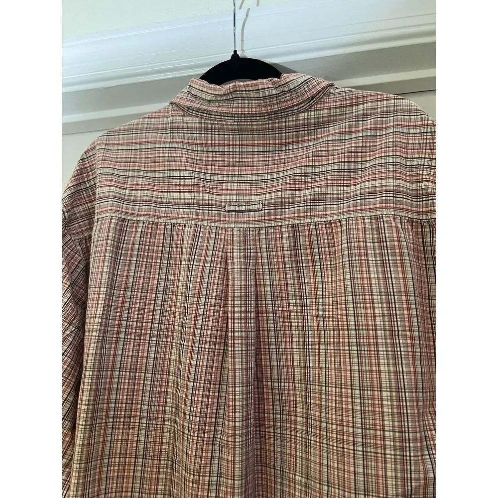 The North Face‎ Long Sleeve Button Lightweight Shirt Mens XL Red Beige Plaid